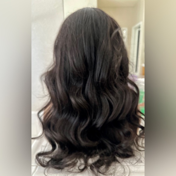 Pre styled 💯% human hair 13x6 natural brown lace frontal 26 inch wig - Picture 7 of 15